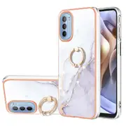 For Motorola Moto G51 5G Electroplating IMD TPU Cover Pattern Phone Case with Ring Kickstand 006