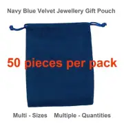Jewellery Pouch Navy Blue Velvet Gift Sack Money Bag Drawstring Jewelry Packing