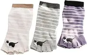 [COSMEVIVI] Summer Socks Pairs of Creative Dog Pattern Open Toe Socks Comfortable Lightweight Low Girls Purple