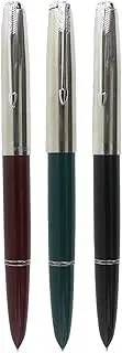 SIPLIV 3PCS Classic Fountain Pen Hero 616, in 3 Colors, Silver Trim