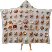 [Ausinbed] Shell Wearable Cloak Hooded Blanket Fleece Hooded Robe Cloak Arctic Velvet Warm Throw Quilt Poncho Soft Nap Blanket Novelty Blanket Air Conditioning Blanket,40"x50"