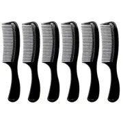 (6 Pack) 8 Inch Black Styling Essentials round Handle Comb Pocket