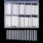 Long C Curved False Nail Tips - C Curved Nail Tips - Long C Curve False Nails - 200pcs/box XL C Curve Fake Nails Premium Square French Acrylic Nail Tips (Clear with Box)