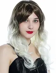 WIG ME UP - ZM-1007-80R10 Women's Wig Long Light Curly Ombre Brown in Platinum Blonde