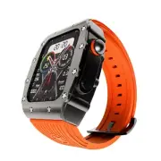 12 Nails Steel Case Band Rubber Strap For Apple Watch 8 7 6 44mm 45mm RM MOD Kit