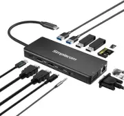 USB-C 13-in-1 Multiport Docking Station Dual HDMI + VGA Triple Display