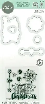 Sweet Christmas Sizzix Clear Stamp & Framelits Thin Metal Die Set 662445 NEW!