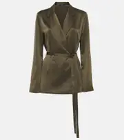 [Joseph] Joseph Joubert belted silk satin blazer AU 6 green