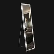 LED Floor Mirror Full Length Body Mirror Free Standing Wall Mounted Hanging Leaning Lighted Hallway Bedroom 3 Light Colours 40x2x160cm