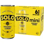Solo Original Lemon Mini Cans 250mL x 6 pack