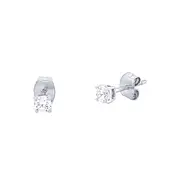 9kt White Gold Cubic Zirconia 4 Claw 3mm Stud Earrings