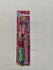 GUM Barbie Manual Toothbrush Ultra Soft Toothbrush w/ Suction Cup - pack of 2