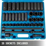 HIGH QUALITY 1/2" Drive Impact Socket Set 38-Piece CR-V Steel with Storage Case