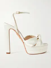 [Aquazzura] Aquazzura - Cupid Plateau 130 Knotted Satin Platform Sandals - White - IT39.5 IT 39.5 White