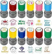 Multipurpose Portable Teacher Stamp, 12 Pieces Teacher Comment Stamp Set, Creative Teacher Classroom Stamps, Homework Comment Stamps for Assessments & Behavior Rewards