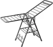 [Mimiblack] Clothes Drying Rack Foldable, 71'' Heavy Duty Gullwing Dryer Rack, Laundry Stand Dry Hanger Racks with Wheels, Extra-Thick Large Carbon Steel Cloth Airer(Oversized)
