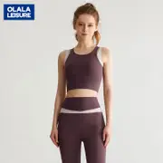 OLALA 新款高強度高腰提臀跑步長褲健身瑜伽服撞色運動內衣背心套裝