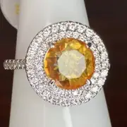 Bomb Party Ring- 03- 2949- Lab Created Peach Ombré- Size 7- Rhodium Plated