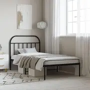 King Single Metal Bed Frame with Headboard, Black Steel Construction for Mattress Support, 107x203 cm Bedroom Furniture