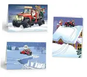 | Assorted Santa in Off Road Vehicle Christmas Cards | 15 Winter 4 Wheel