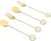 WEKADRIN 4pcs Spoon Fork Set Coffee Table Spoon Dessert Spoon Coffee and Tea Utensils Sauce Spoon Salad Spoons Appetizer Spoons Cappuccino Spoons Coffee Spoons Stainless Steel