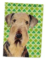 SC9293CHF Airedale St. Patrick's Day Shamrock Portrait House Flag Large Porch