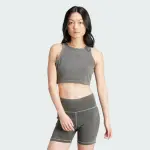 【ADIDAS 愛迪達】背心 女款 運動背心 慢跑 三葉草 ESS+ CROP TANK 灰 IU2709