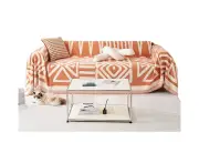 Boho Sofa Plaid Blanket Geometry Couch Cover Ethnic Sofa Cover Slipcover-Orange