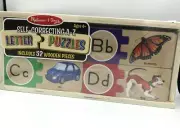 Melissa Doug Self-Correcting Alphabet Letter Puzzles, 52 Wooden Pieces