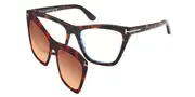 Tom Ford FT5971-B Blue-Light Block with Clip-On 052 Men's Glasses Tortoiseshell Size 54 - Private Health Rebate - Blue Light Block Available