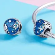 Solid 925 Sterling Silver Spaceman Charm