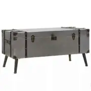 Vintage Coffee Table Unique Style Chest Trunk Storage Box Aluminium Steel Fabric