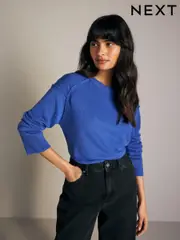 Cobalt Blue Soft Touch Pattern Knitted Cosy Crew Neck Jumper (N21332) | $20