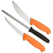 Morakniv Hunting Set Skinning Knife Butcher Knife Sharpening Scandi Steel Orange