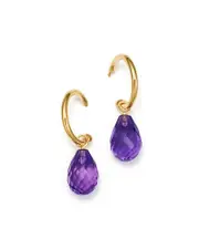 Bloomingdale's Fine Collection Amethyst Briolette Hoop Drop Earrings in 14K Yellow Gold