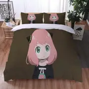 v278 Bed Sheets Anime Spy Family Anya Bedding Set,Duvet Cover Comforter Bed Set Quilt Cover Pillowcase,King Queen Twin Size Boys Girls Adults 3-Piece
