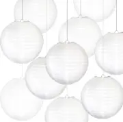 (10)pcs 6” White Paper Lanterns round hanging Chinese/Japanese