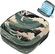 Period Bag,Sanitary Napkin Storage Bag,Bird Crane Sea Wave,Tampon Holder for Purse