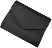 [FATASH] Women's Credit Card Holder: Slim, RFID-Blocking Minimalist Envelope Design, Perfect Travel Accessory, Front Pocket Leather Wallet - Black, Black, Casual