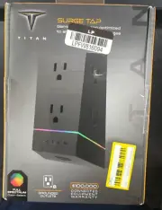 Titan Surge Tap Grounded 6-Outlet 560J Full Spectrum Color-Select LED - Black
