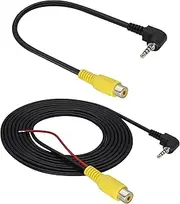 HCFeng 4-Pole AV Cable - 2.5mm Male to RCA Female with Trigger & Adapter for GPS Tablet, Car Camcorder & Rear View Camera (2.4M/7.8FT + 0.2M/7.8inch)