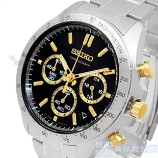 SEIKO精工 SBTR015手錶 日本限定款 黑X金面 DAYTONA三眼計時 日期 鋼帶 男錶【澄緻精品】