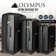 Olympus 3PC Astra Luggage Set Lightweight Polypropylene Suitcase Obsidian Black