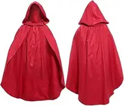 Costume Bay Red Cape Hooded Cloak for Halloween Cosplay, Red Riding Hood, Vampire, Wizard, Gothic, Fantasy Roleplay, Costume Parties, Themed Events, Book Week (Red Cape, ONE)