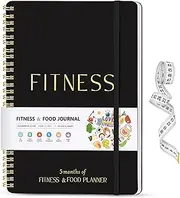 Fitness Journal for Women & Men, Food & Workout Journal Planner Log Book with Measuring Tape, Undated Wellness Planner to Track Weight Loss, Muscle Gain, Home Gym Exercise, Daily Nutrition, 9.5" x 7"
