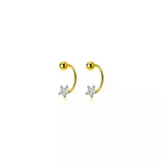 ANYCO Fashion Earrings Gold Star Zircon 925 Sterling Silver Romantic Unique Bead Stud for Women Piercing Jewelry