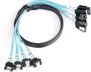 SATA-III Cable:0.5M, 4Pcs/Set-SATA Cable 90-Degree Right-Angle SATA-Data Cable SAS/SATA-6Gbps Cable for Server-Raid Computer SDD HDD CD DVD Drives (1.6FT)