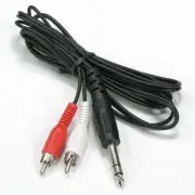 InstallerParts 6ft 1/4" Stereo Male to 2 x RCA Cable - 6 Feet, Black