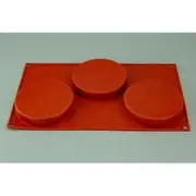 3 Cavity Flat Disc Silicone Cake & Chocolate Mould (95mm 12mm deep cavity)