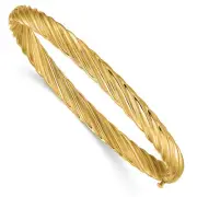 Avariah 14k Yellow Gold 4/16 Oversize Textured Hinged Bangle Bracelet - 8"